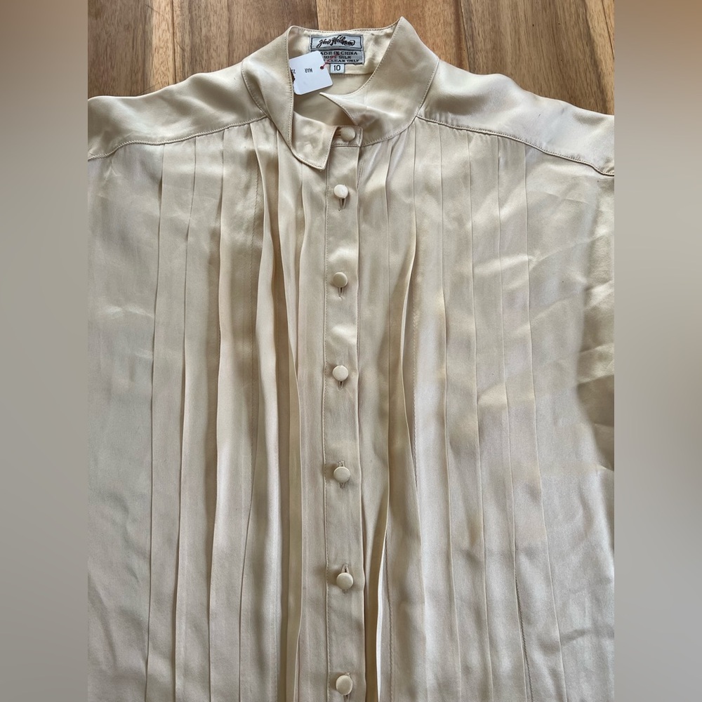 Shimmering cream shirt dress
